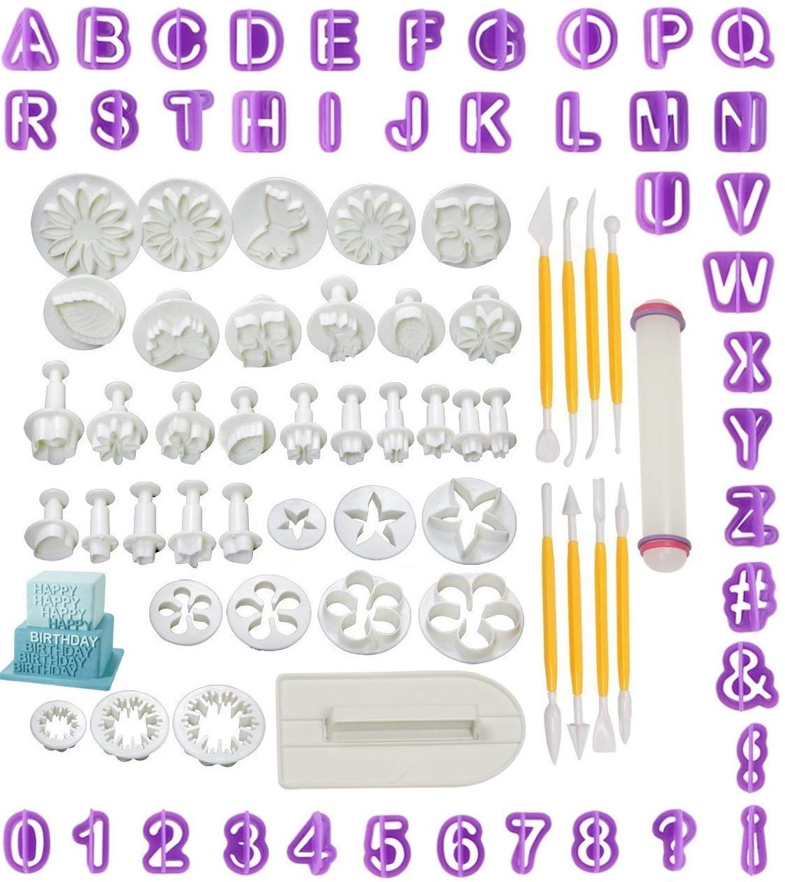 Fondant Cutters Molds Cake Decorating Tool,Icing Smoother,Cake Cookie Plunger Cutters Mold Sugarcraft Gumpaste craft Flower Leaf Butterfly Heart Shape Decorating Mold DIY Embosser Moulds