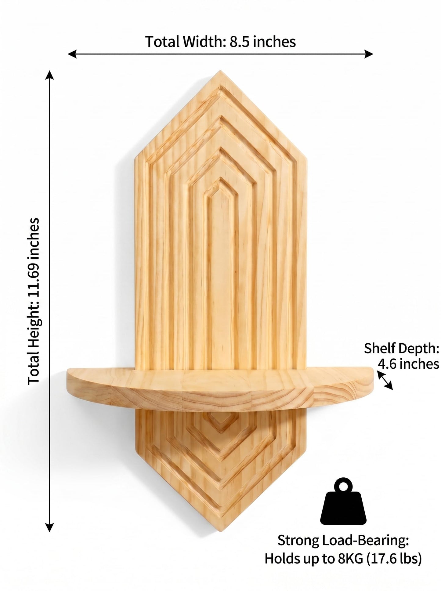 BenChiRealm 2 Pcs Floating Shelves for Wall, Pine Wood Boho Wall Decor, Mid Century Modern Decor Plant Wall Shelf, Vertical Wall Plant Holder,for Living Room,Bedroom，Nursey Room (Natural)