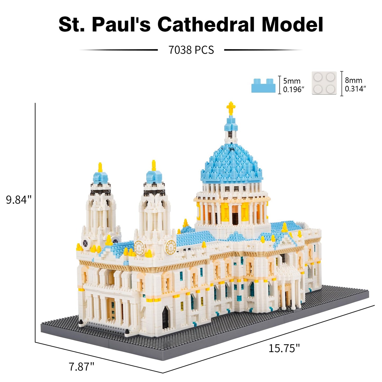 Geniteen Building Blocks Set, St Paul's Cathedral Model Building Kit 7038 PCS Architecture Collection Micro Mini Blocks