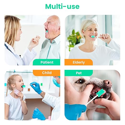 Oral Swabs Disposable 200 Count – Longer Handle Medical-Grade Mouth Sponge Swabs – Individually Wrapped, Latex-Free, Non-Abrasive Mouth Swabs for Elderly, Home & Hospital Use (Aqua)