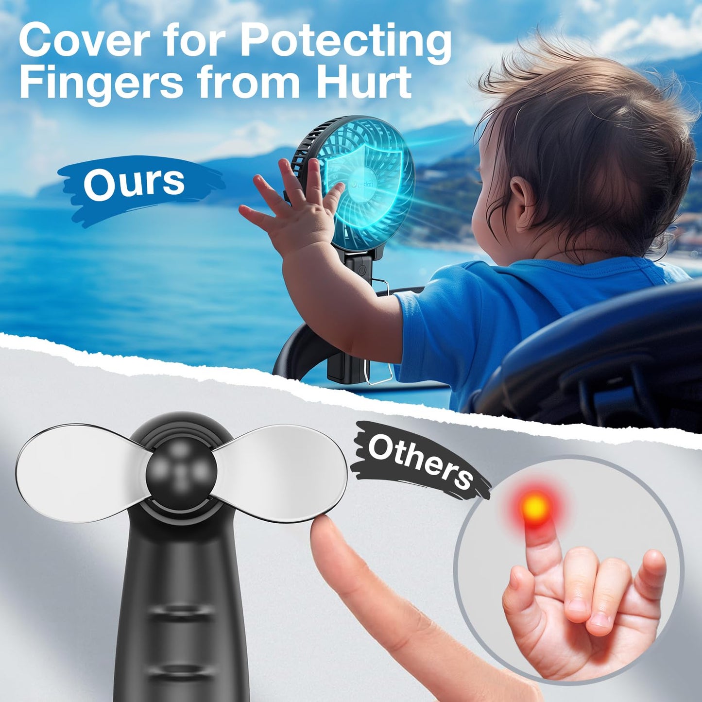 VersionTECH. Portable Handheld Fan, Powerful+Durable+4000mAh+180° Foldable, Mini Table Fans with USB Rechargeable Battery Operated Cooling Accessories for Personal Use, Travel, Office Black