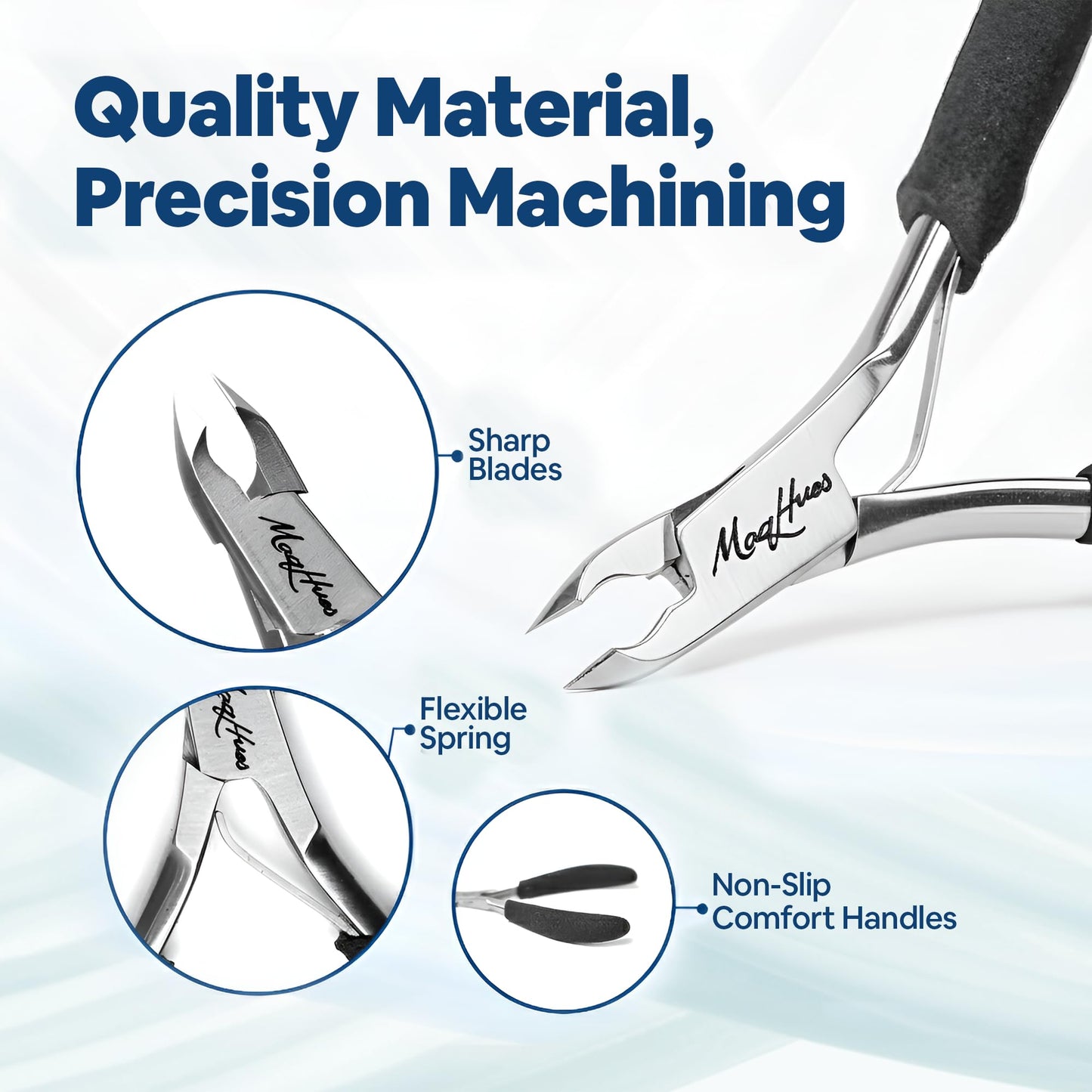 Professional Cuticle Nippers/Cuticle Trimmers 2 Pack, Sharp Precise 4mm Half Jaws, Non-Slip Comfort Grips, In Travel Leather Case, Cuticle Cutter/Cuticle Clippers Stainless Steel for Manicure Pedicure