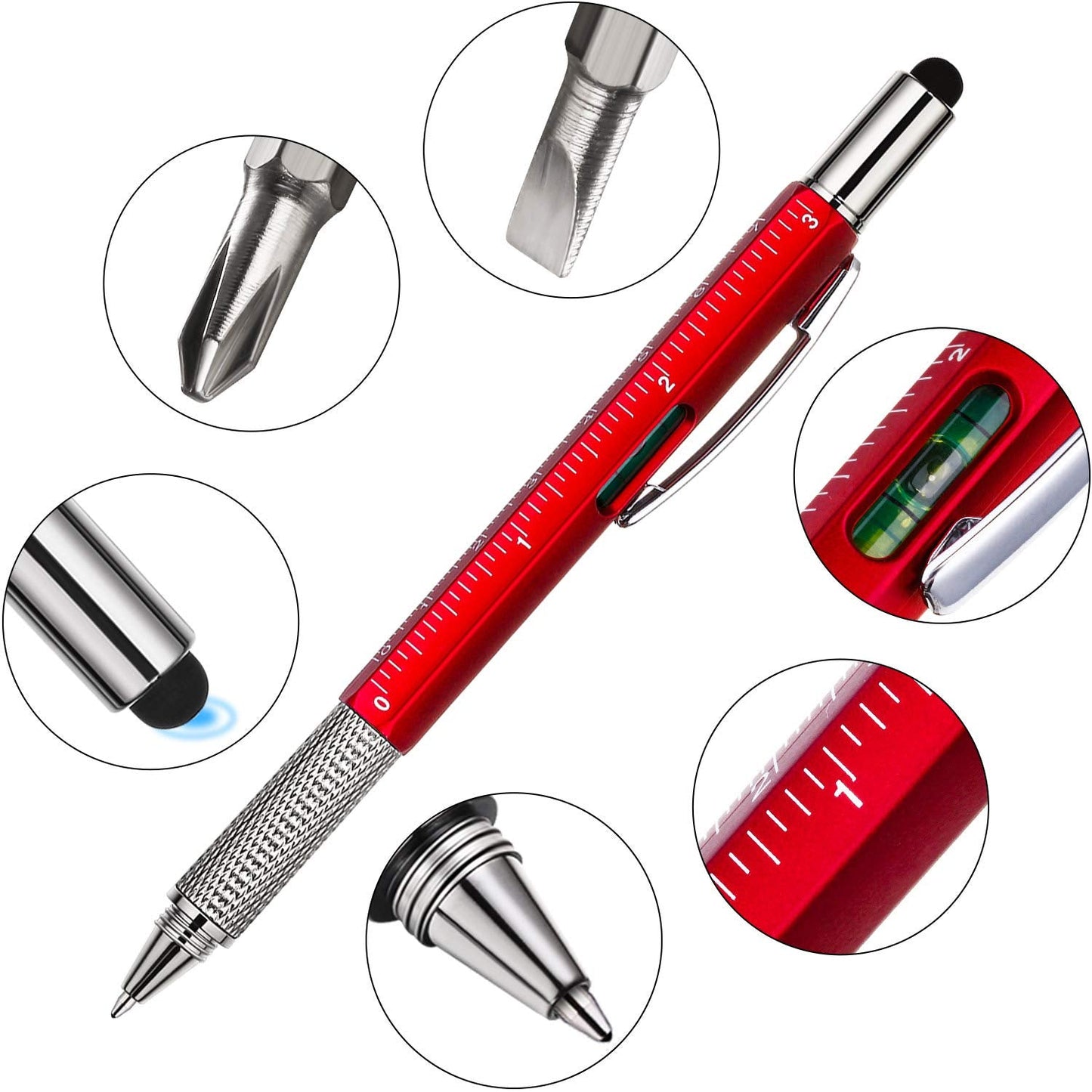 Zhanmai 16 Pcs Multitool Pens 6 in 1 Multi-tool Pen Set for Father's Day Bulk Tool Pen Gifts with Screwdriver Refills Ruler Level Gauge for Adult Men Dad Husband Birthday (Multi-color)