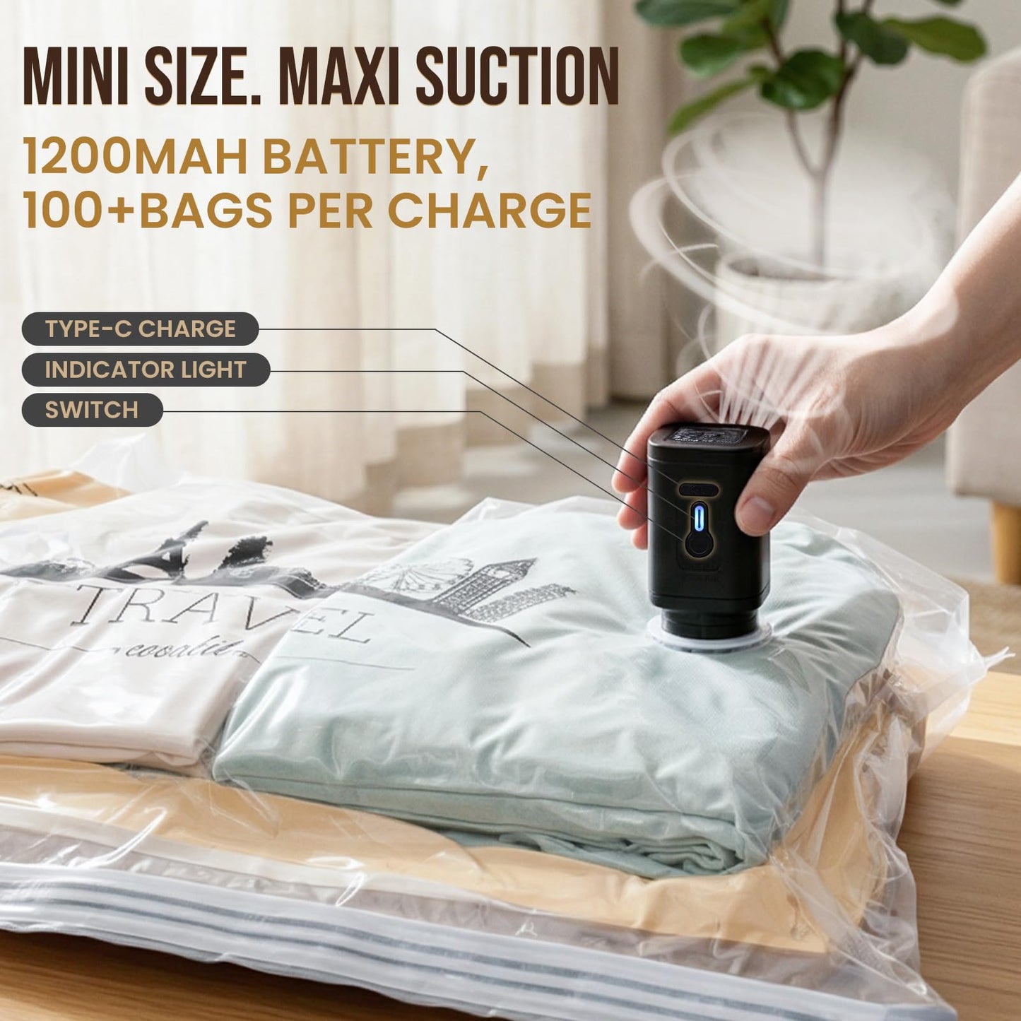 TAILI Vacuum Storage Bags with Rechargeable Cordless Pump, 12 Pack (5M+5L+2XL), Compression Packing Cube for Luggage and Suitcase, Vacuum Seal Bags for Clothing, Cruise Ship and Travel Essentials