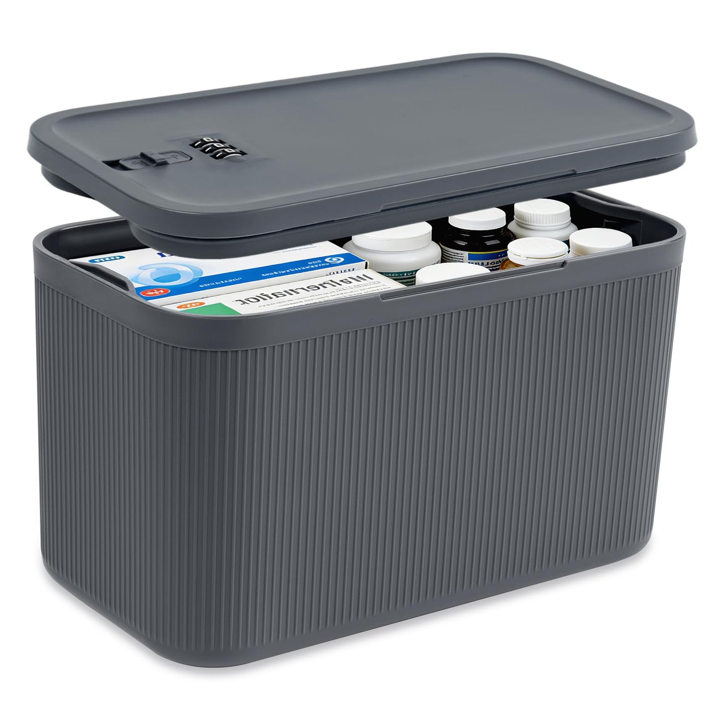 Upgraded Taller Lock Box for Medication, Phone Jail & Snacks – Large Lockable Storage Box with 3-Digit Combination Lock, Food-Safe BPA-Free Plastic– Medicine Lock Box for Home, Fridge, Travel