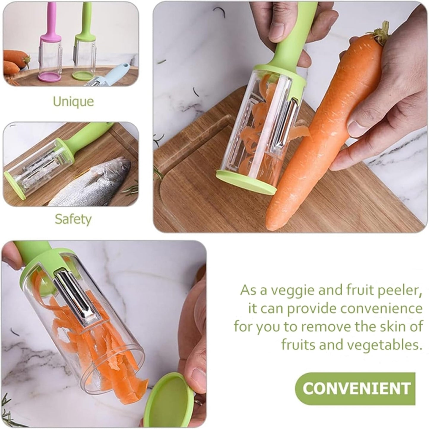 Multifunctional Peeler with Storage Box The Ultimate Solution for Peeling Vegetables, Fruits, and Scaling Fish Without the Mess! Keep Your Kitchen Immaculate with this Clever 2-in-1 Gadget!