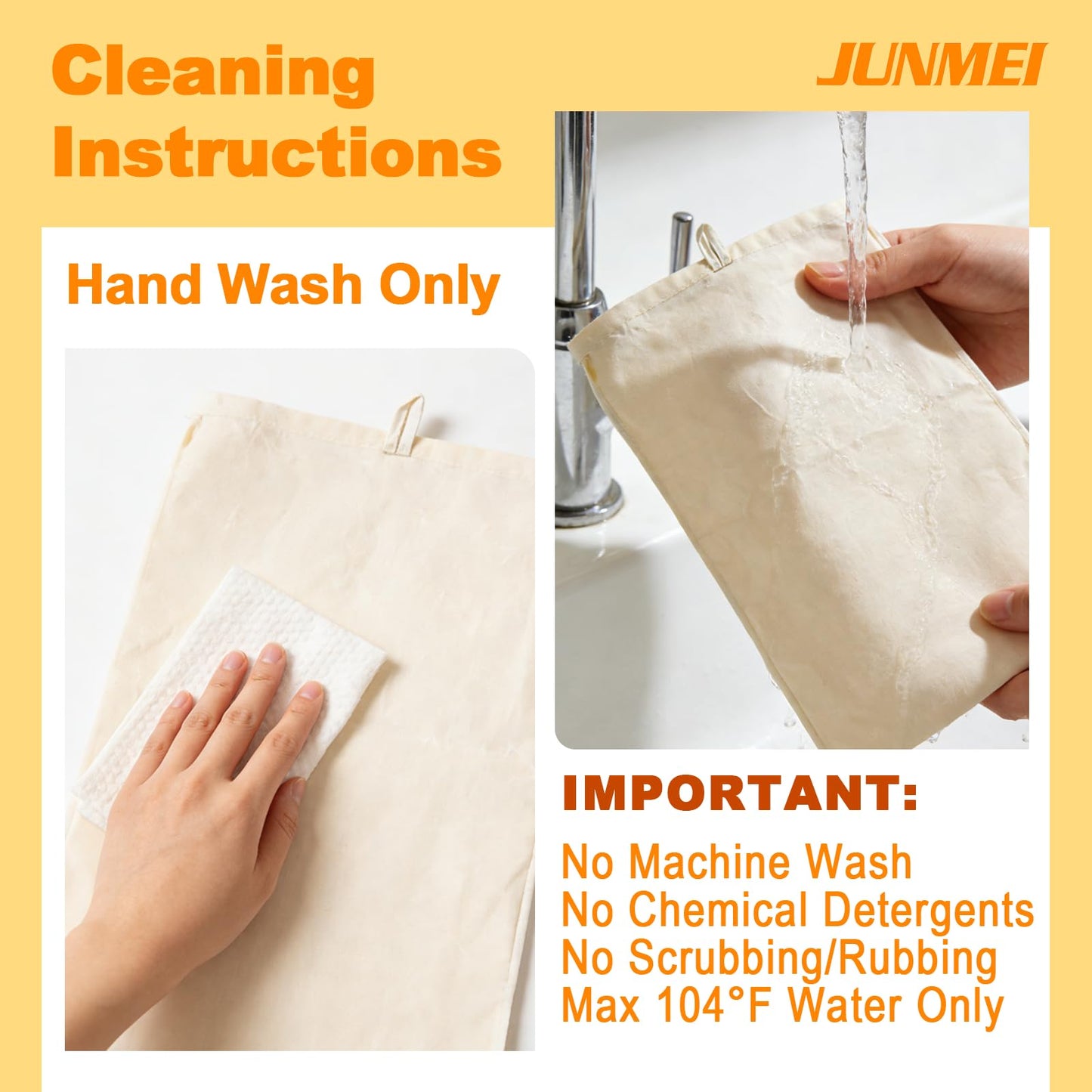 JUNMEI 2 Pack Natural Beeswax Food Wraps, Reusable Organic Cotton Bread Bags with Honeycomb Texture, Plastic Free Storage for Sourdough, Freezer Safe, 12.6x17 Inches