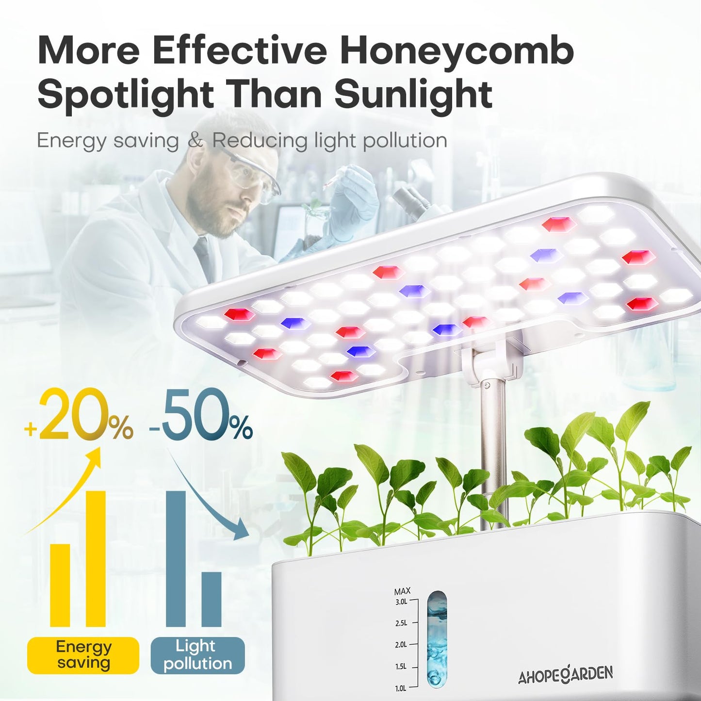 Ahopegarden Indoor Garden Hydroponics Growing System: 10 Pods Plant Germination Kit Herb Vegetable Growth Lamp Countertop with LED Grow Light - Hydrophonic Planter Grower Harvest Lettuce