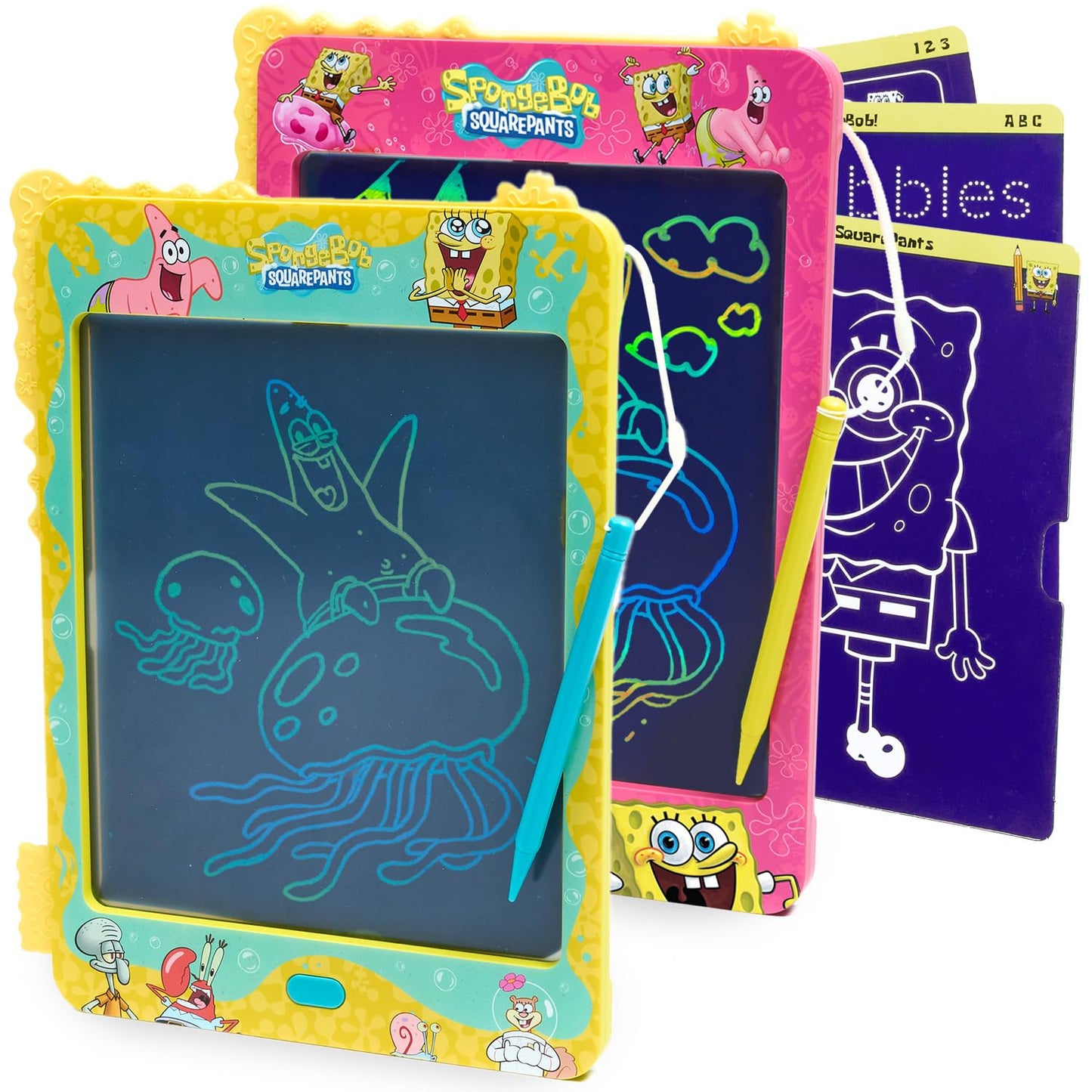 Spongebob ScribblePop LCD Writing Tablet – Reusable Doodle Board Drawing Pad & Tracing Cards – Mess‑Free Educational Travel Toy & Gift for Boys & Girls Ages 3–9