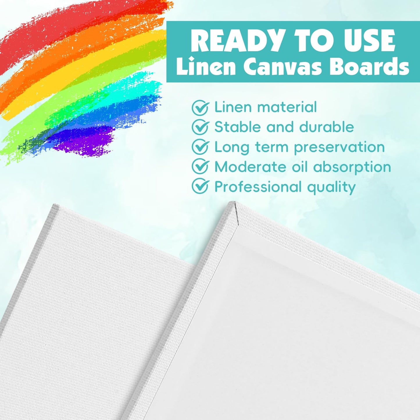 ESRICH Professional Linen Canvas for Painting, 5 Pack Linen Flat Canvas Panels 11x14 Primed Acid Free Blank Canvas Boards for Painting for Artists, Painters