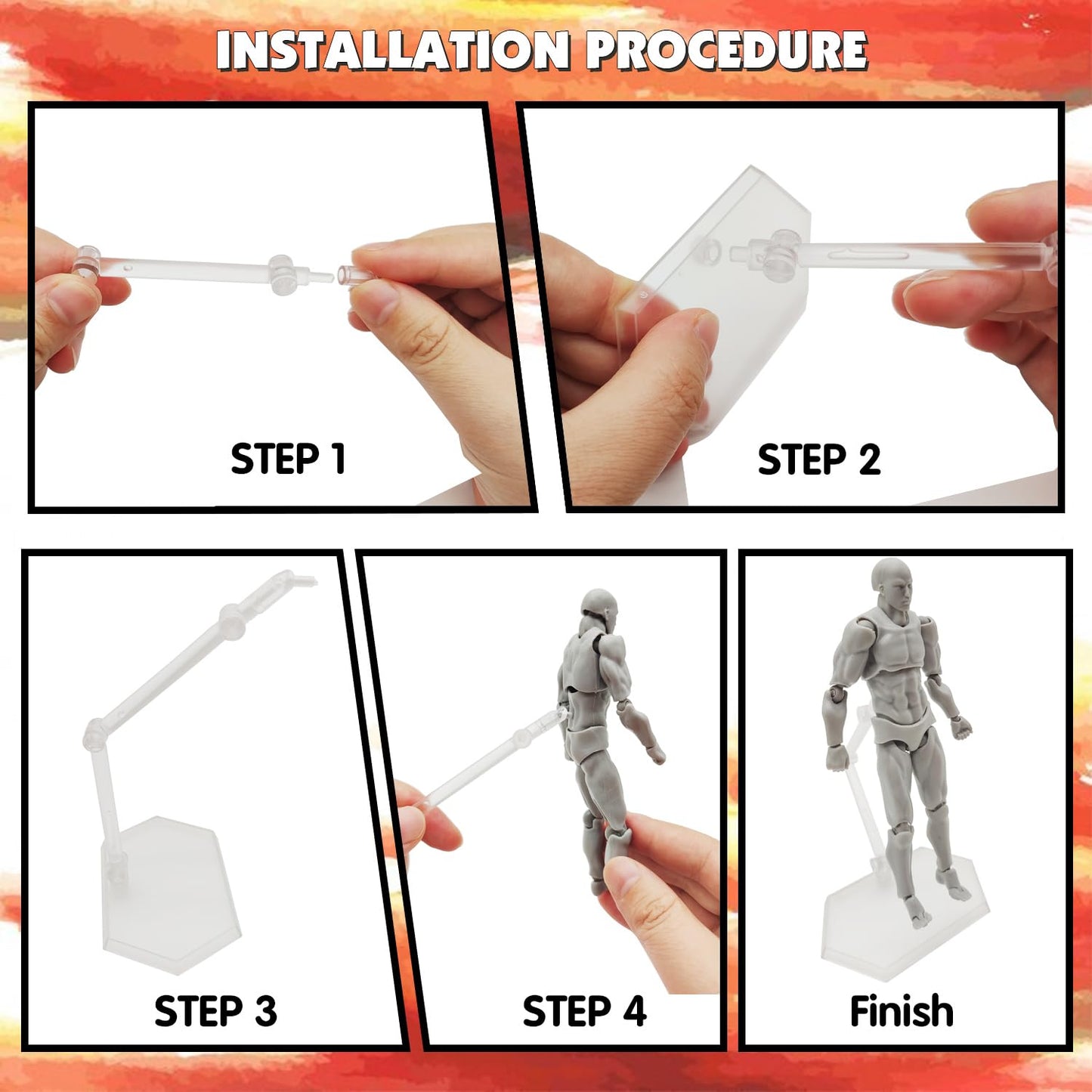 Haniforever Artists Manikin Art Mannequin Figures Supplies Drawing Tools,Small Drawing Figure Model for Sketching,Painting,Action Figures Male+Female Set(Grey)