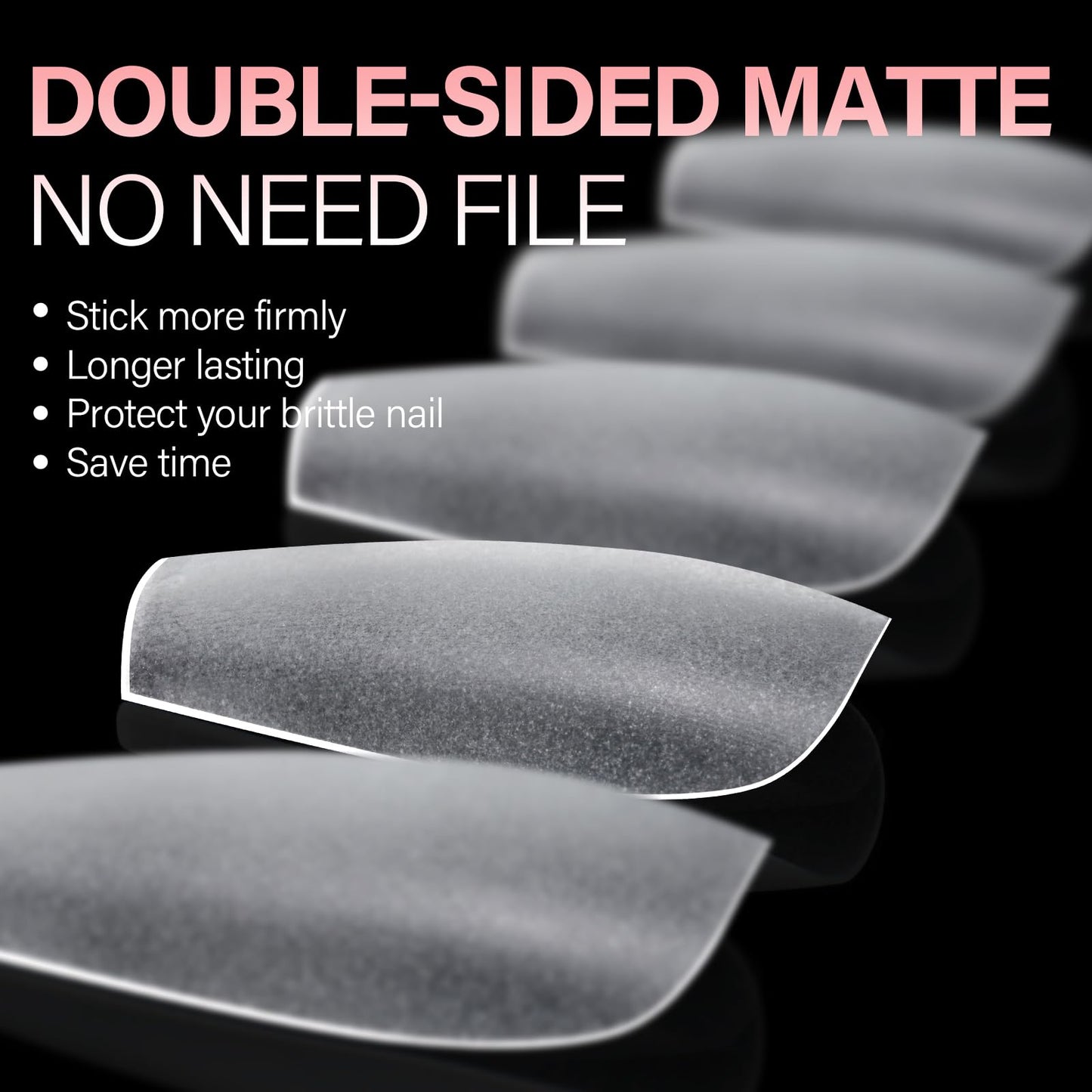AILLSA Medium Coffin Nail Tips 450PCS Full cover Double-sided Matte Gel Stronger Adhesion Pre-Shaped Press on Nail Tips for Home DIY Nail Arts Salon 15 Sizes