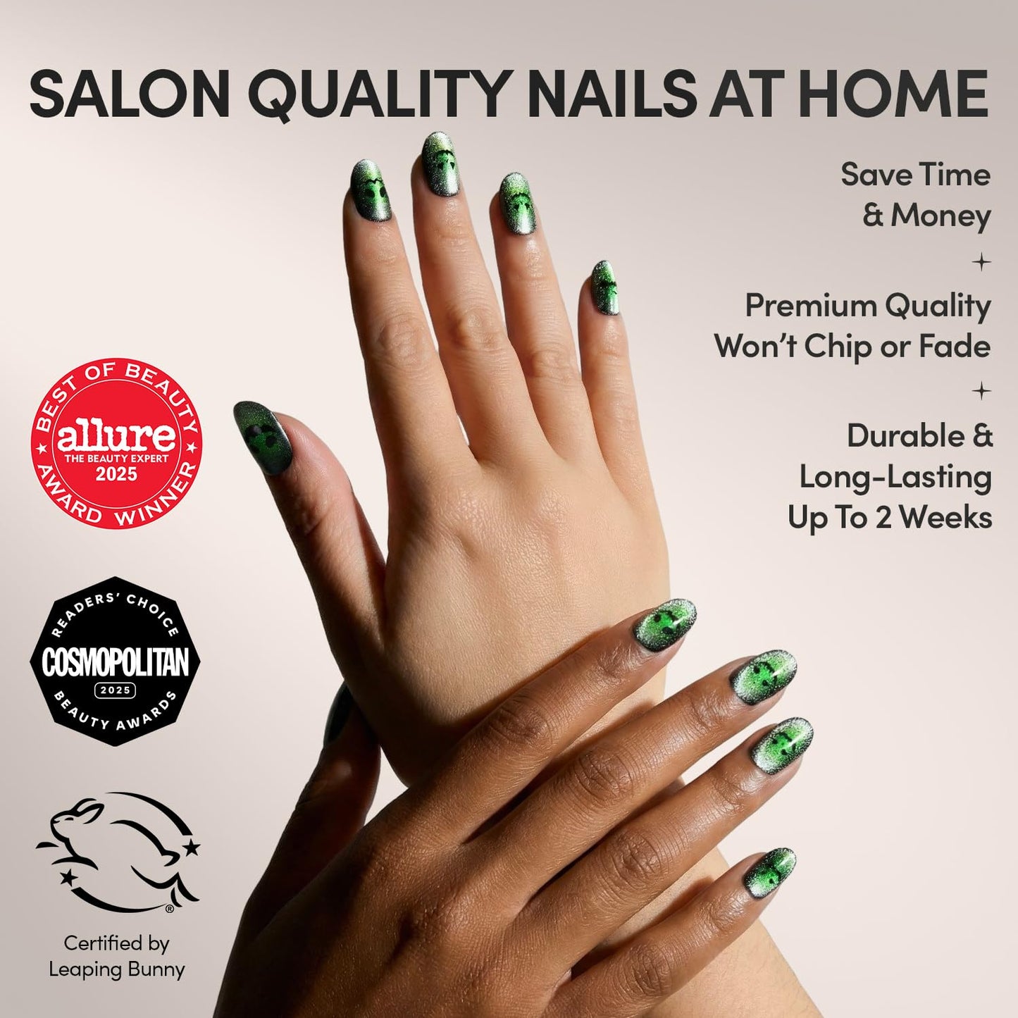 Glamnetic Press On Nails - Peek-o'-Lantern | Short Round Fake Nails with Pumpkin Jack-o’-Lantern Graphics & Velvet Finish, Salon Quality Halloween Nails | 15 Sizes - 30 Nail Kit with Glue