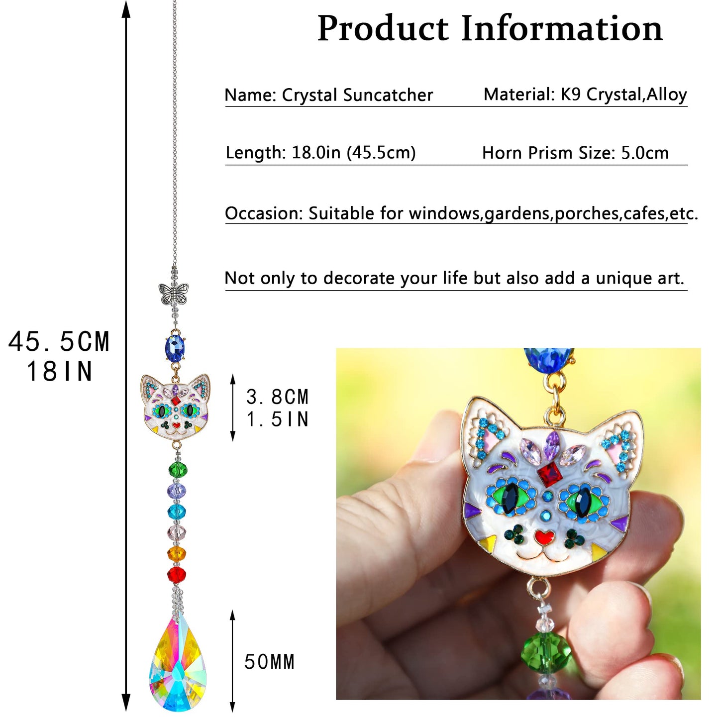H&D Crystal Rhinestones Suncatcher Window Hang Pendant, Rainbow Maker, Christmas Tree, Garden, Wedding Decoration