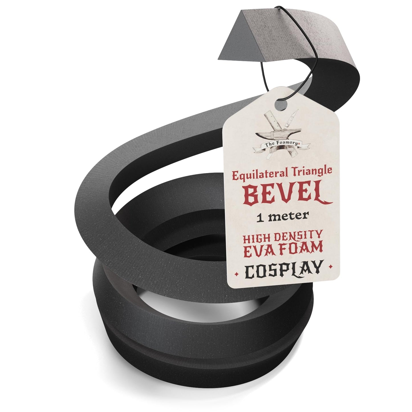 The Foamory's Instant Edge EVA Foam Pre Cut Equilateral Triangle Bevel. 5-30mm x 1M Black EVA Beveled Trim Save Time on Cosplay, Costume Edging and Armor Detail. High Density 85kg/m³ Craft Foam Dowel