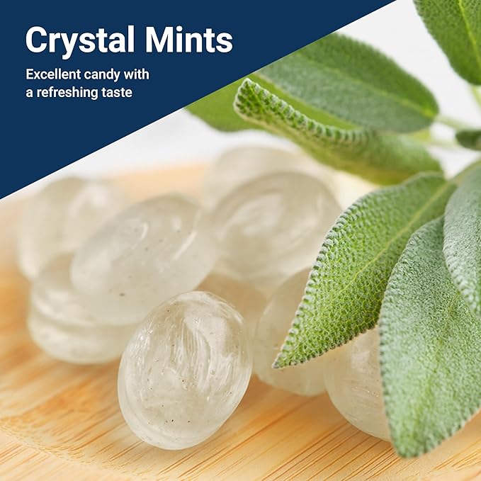 Crystal Candy Hard Mints - 2 Pounds (Approx. 200 Pieces) Arcor Blue Crystal Mint Candy Individually Wrapped, Breath Mints Bulk, After Dinner Mint, Bulk Candy