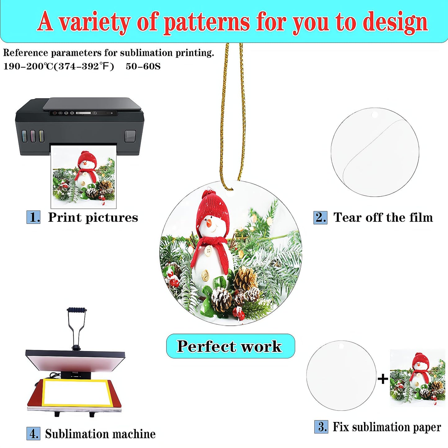 3.5 inch Metal Sublimation Christmas Ornaments,Sublimation Blanks Bulk for Heat Press Printing,DIY Handmade Crafts Double Sided Round Sublimation Ornaments 20pcs