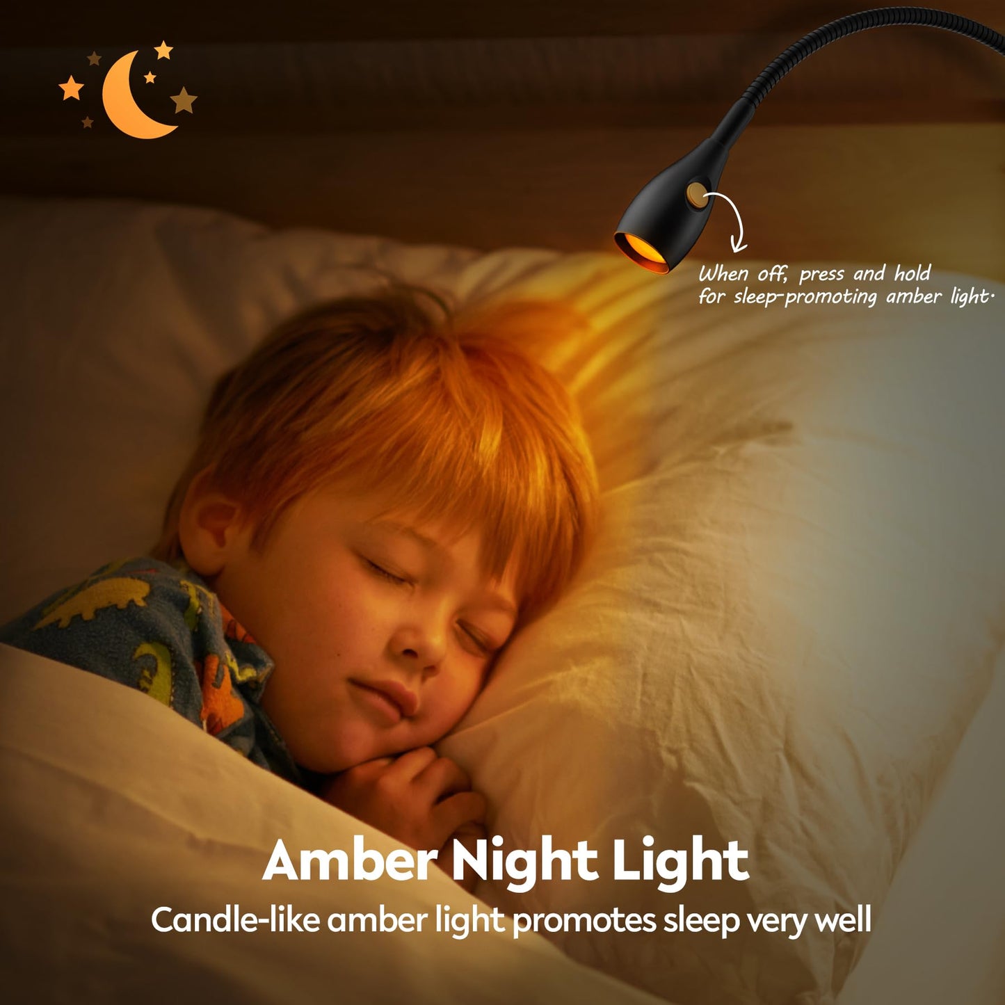 acegoo Minimalist Reading Light for Bed Headboard Dimmable Book Light Clip on Lamp with USB-C Adapter, Flexible Neck & Handy Lamp Head Switch, CRI 90+