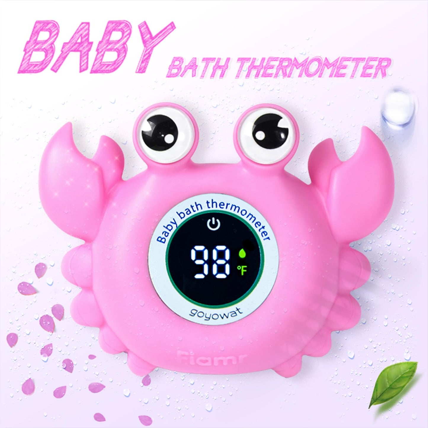 Baby Bath Thermometer Crab Toy - Digital Floating Water Thermometer with LED Display & Color Alerts for Infants, Cute Bath Tub Sensor & Safe Bath Time Essential Toy