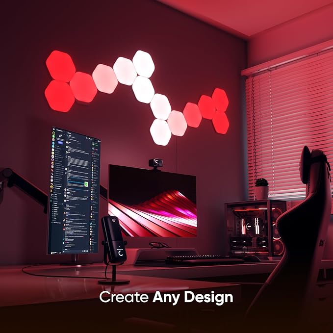 Nanoleaf Shapes LED Wall Lights, RGBW Smart Wall Panels with 16M+ Color, Compatible with Alexa & Google Assistant, Music Sync, DIY Gaming Light for Home Decor (Hexagons Smarter Kit 7 Pack)