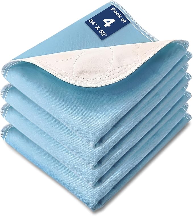 SOLOSHINE 2 Packs Reusable Incontinence Bed Pad, 52" x 34" Washable Pee Pads, Waterproof Bed Pad & Pet Pad, Perfect for Adults, The Elderly and Pets