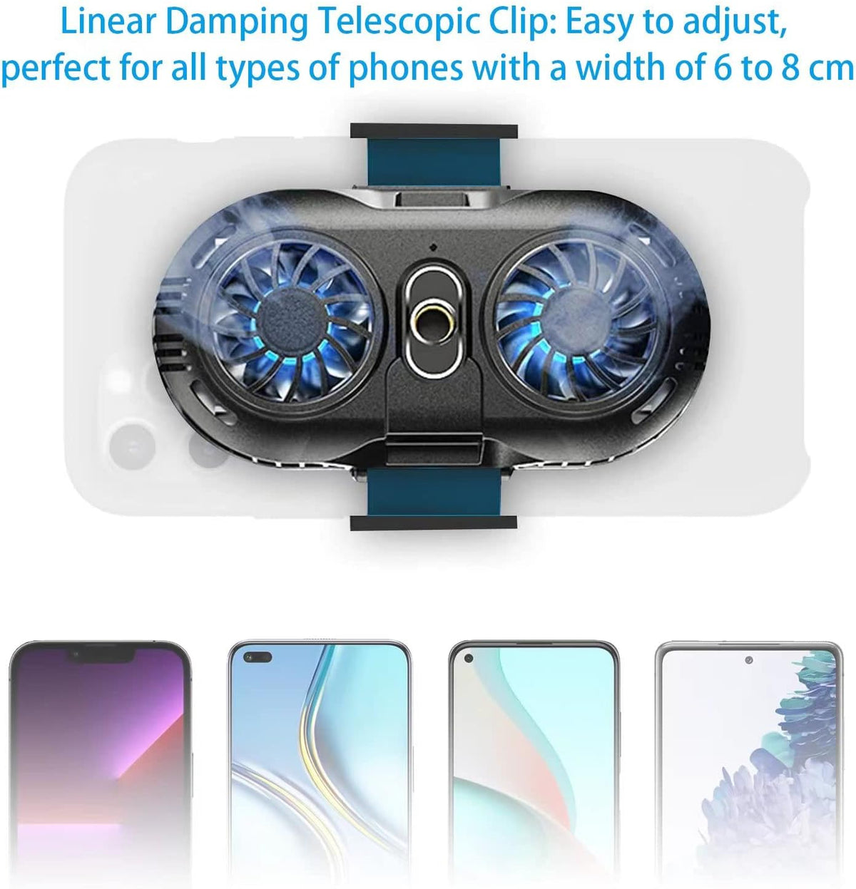 Neveika Phone Cooler, Cellphone Radiator with Dual Semi-Conductor Cooling Chip, Mobile Phones with a Width of 6 to 8 cm for Tiktok Live Streaming, Outdoor Vlog, Mobile Gaming.