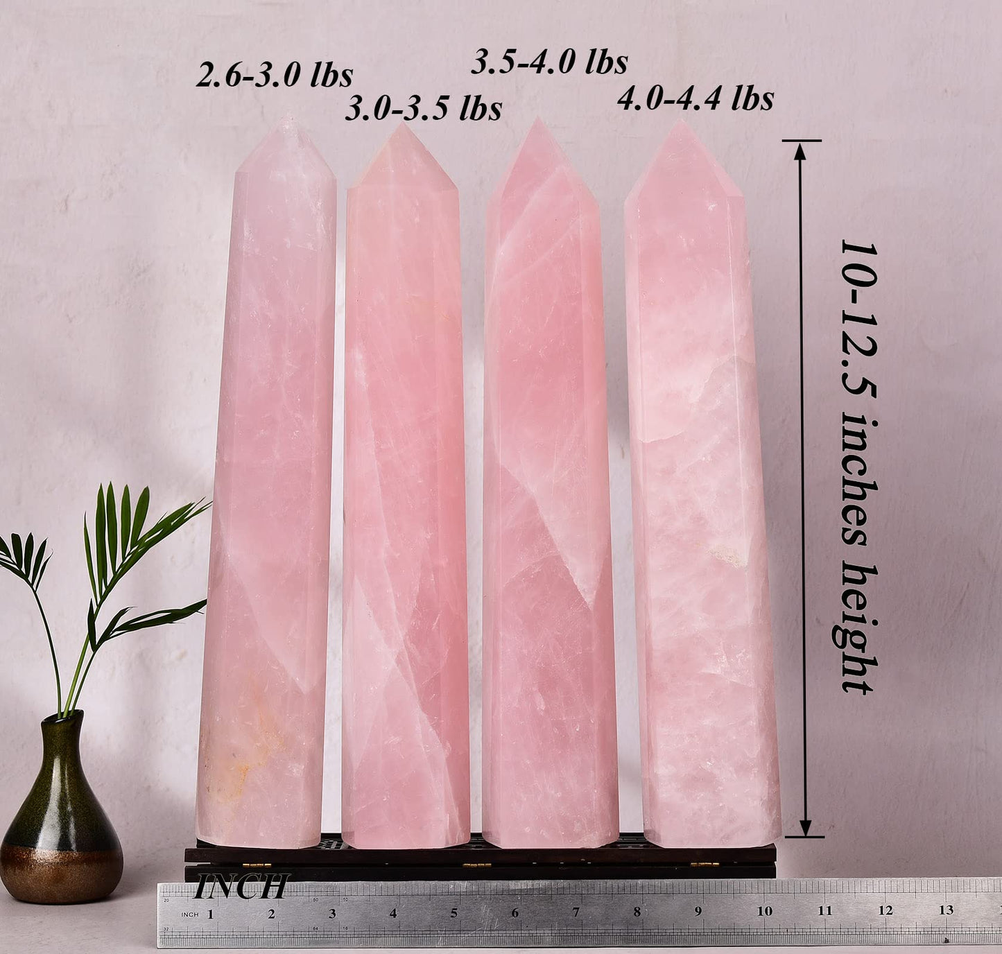AMOYSTONE Extra Large Healing Crystal Obelisk Tower Rose Quartz Point Wand Crystal Decor Reiki Gifts for Bignners 2.2-2.6 LBS