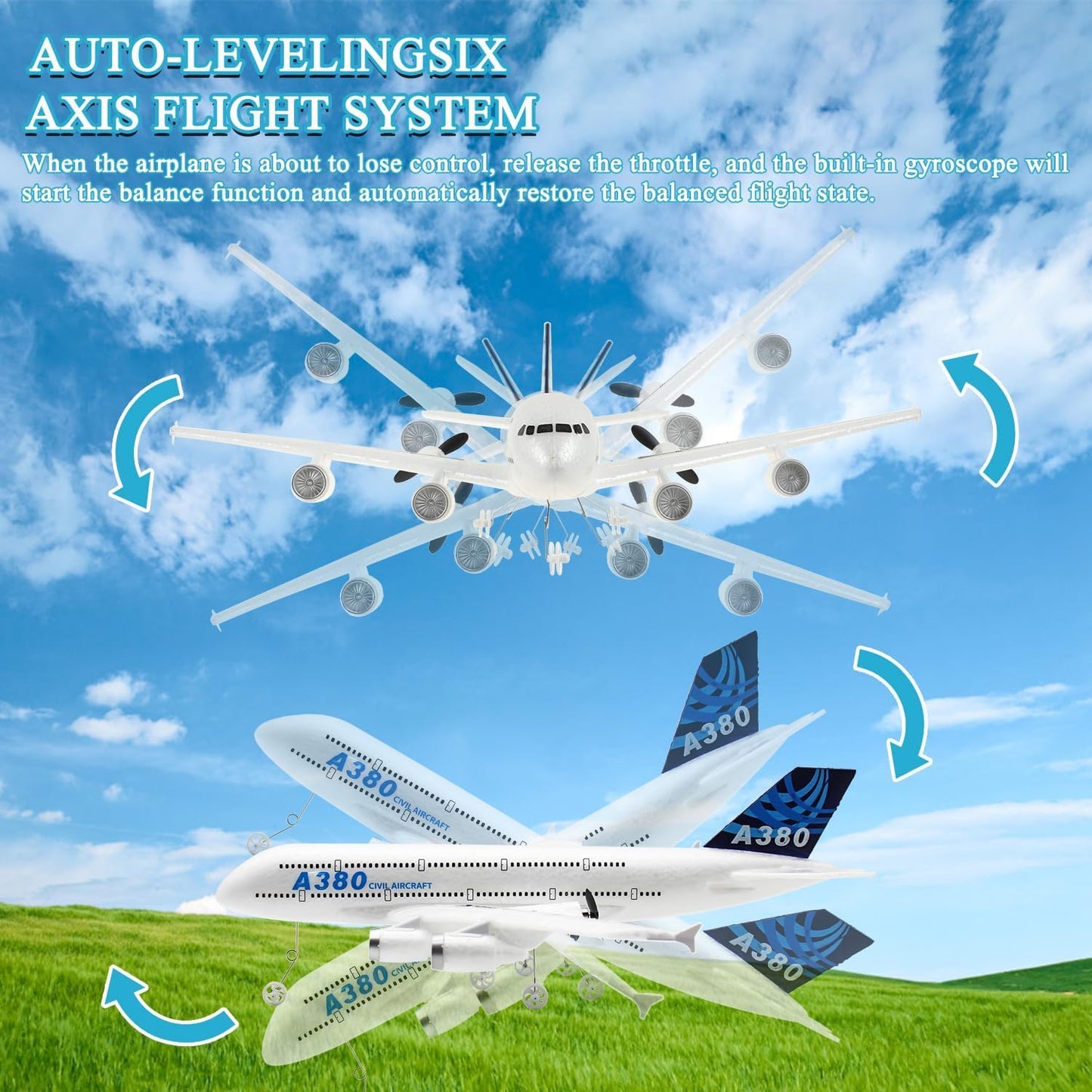 RC Plane,Remote Control Airplane Ready to Fly, 2 Channels RC Airplane Airbus A380,Remote Control Plane for Kids Children Adults Beginners