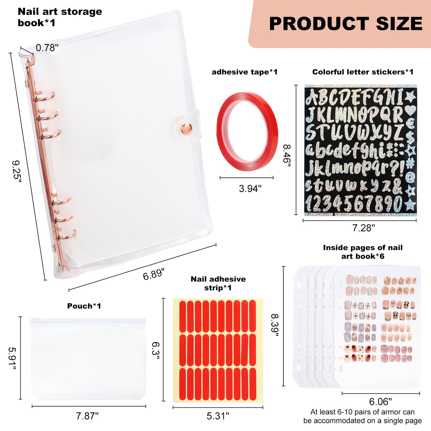 Press On Nail Organizer 40 PCS Clear Empty Press On Nail Storage Press On Nail Packaging for Fake Nail Storage Nail Display Nail Salon Press On Nail Supplies Organizer with Nail Tape