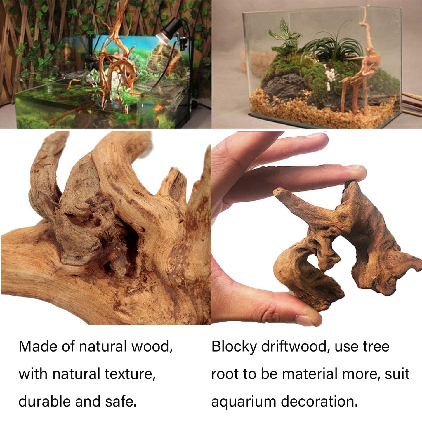 Tfwadmx 5PCS Aquarium Driftwood Branches 4''-7.8'' Reptiles Trunk Natural Wood Fish Tank Decoration Plant Stump Ornament Decor Assorted