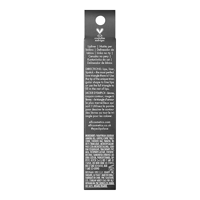 e.l.f. Love Triangle Lip Filler Liner, 2-in-1 Lipliner Pencil For Sculpting & Filling, Long-Lasting Intense Color, Vegan & Cruelty-Free, Deep Brown