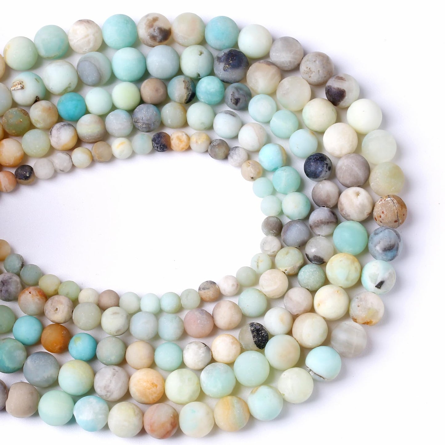8mm 45pcs Frosted Amazonite Natural Stone Round Loose Beads for Jewelry Making DIY Bracelet Necklace
