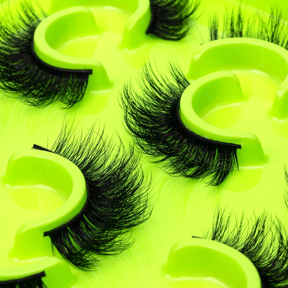 HBZGTLAD 6 Pairs Fluffy False Eyelashes Natural Faux Mink Strip 3D Lashes Pack(3DQG-114)