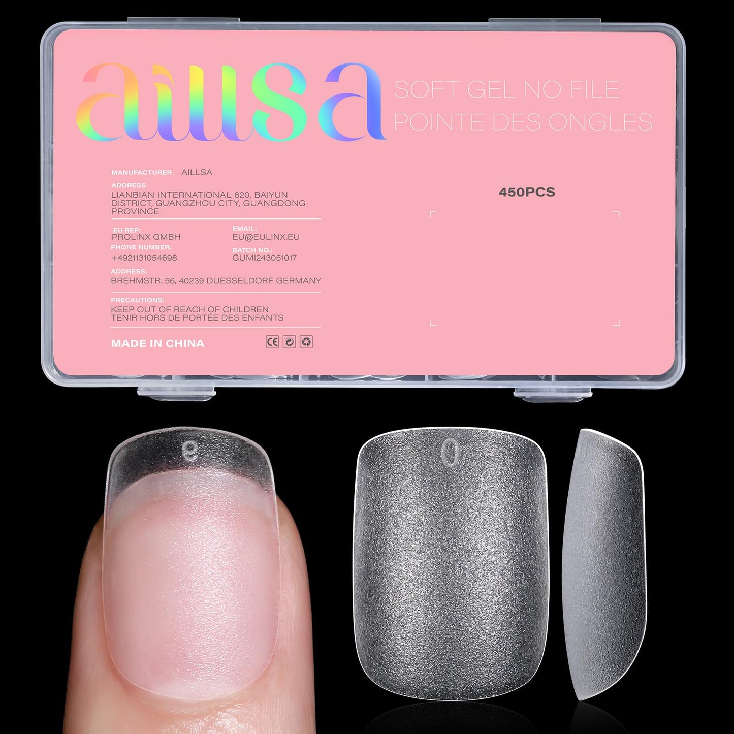 AILLSA Extra Short Square Nail Tips 450PCS Full cover Clear Nail Tips Matte No Need Files Upgraded Press on False Nail Tips for Nail Extension Fake Nail Tips Manicure 15 Sizes