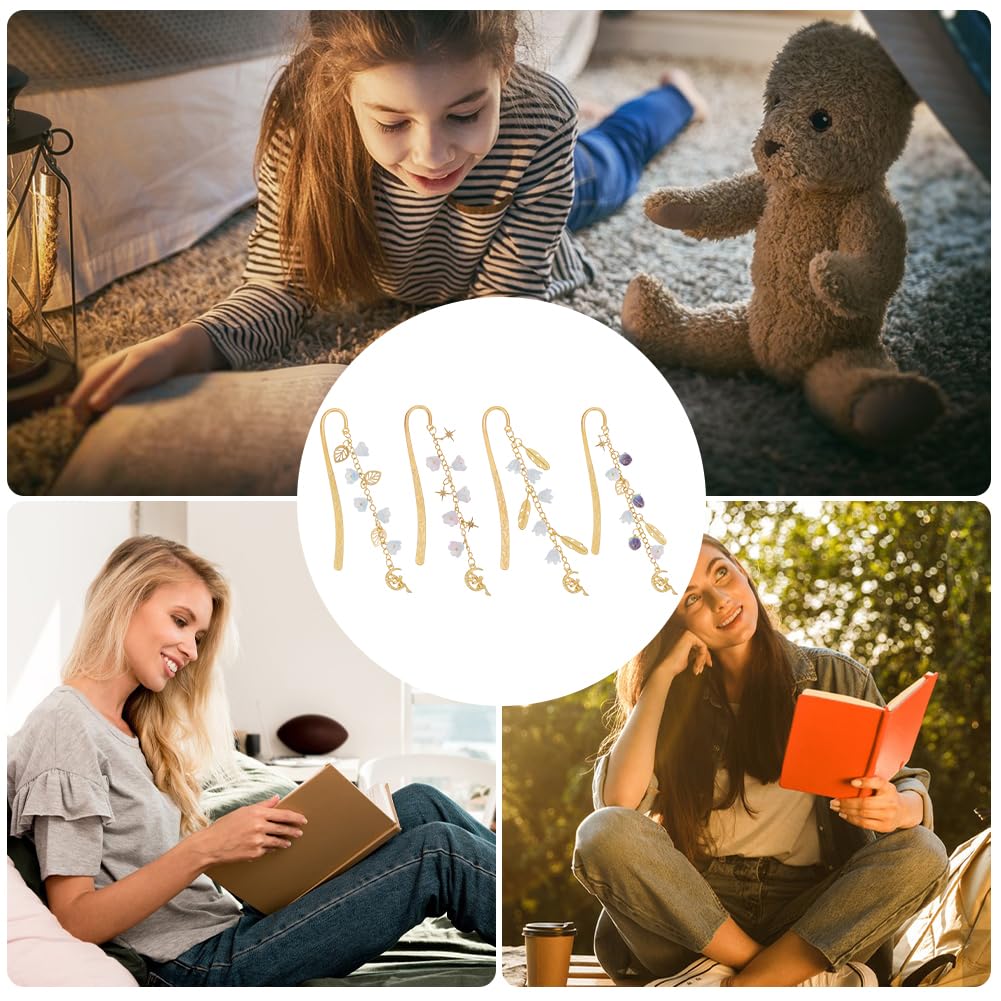 FREEBLOSS 4 Set DIY Metal Bookmark Kit Bookmark DIY Kit Vintage Bookmarks Fairy Bookmark Handmade Bookmarks Set with Instructions Metal Bookmarks for Women for Book Lovers