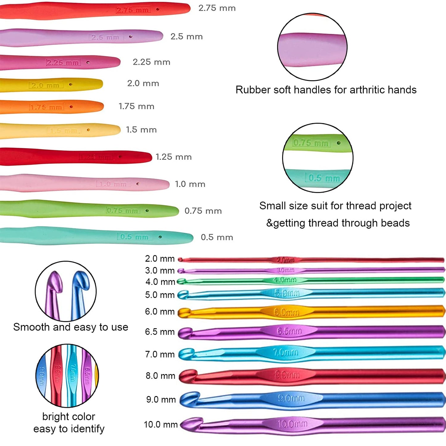 100pcs Crochet Hooks Set in Case Ergonomic Soft Grip Handles Weave Yarn Knitting Needles Kit and Crochet Needle Accessories Crochet Kit Complete Crochet Set for Beginners and Experiecced Crochet Lover