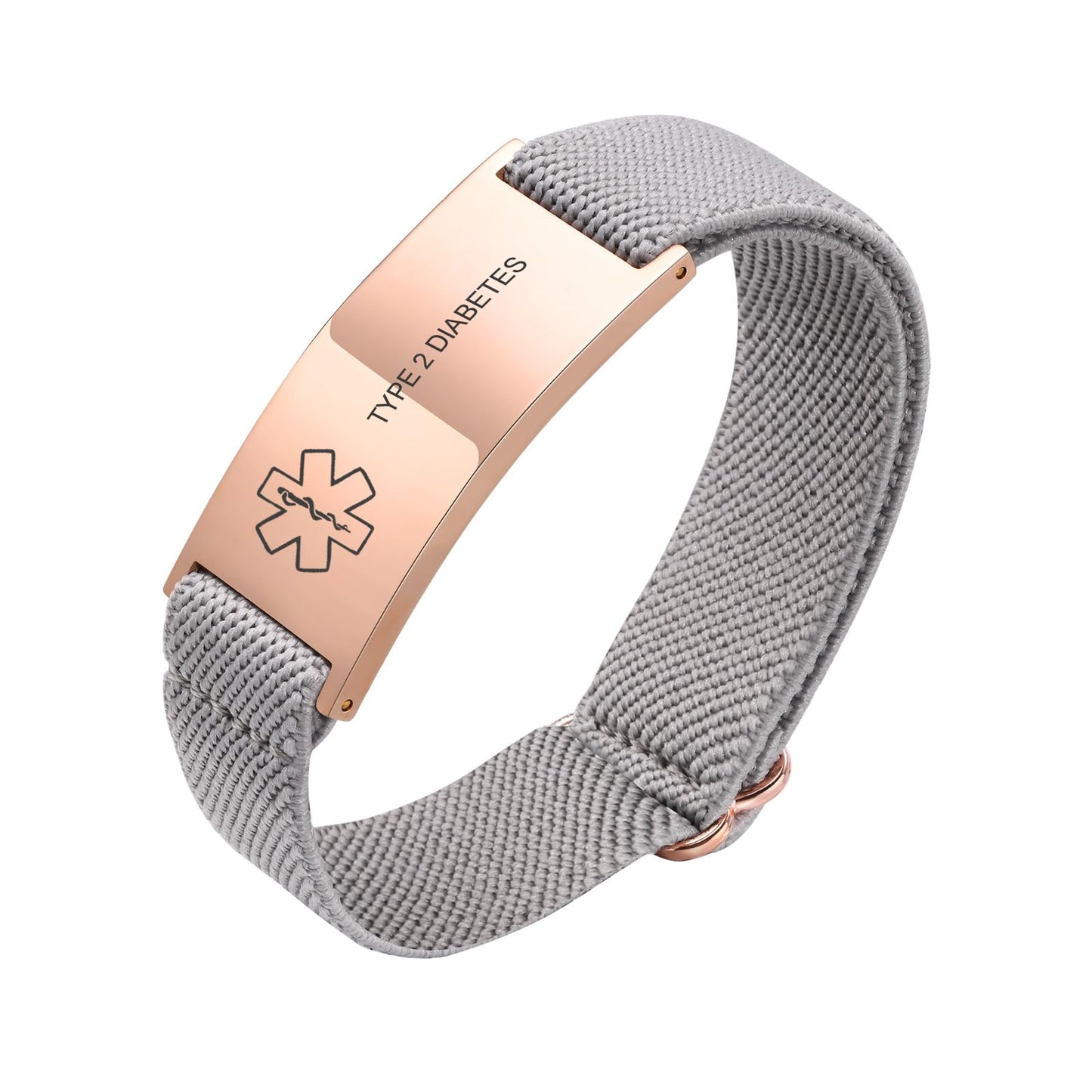 VNOX Medical Alert Id Bracelet for Women, Type 2 Diabetes Medical Alert Bracelets for Women Men Patients Stainless Steel Emergency Bracelets Wristband