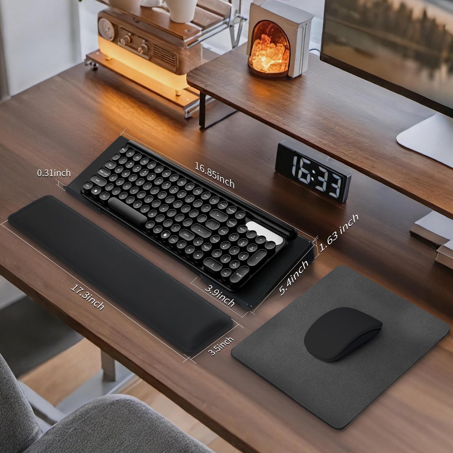 ShunChengFa Computer Keyboard Wrist Rest Bracket, Memory Foam Keyboard Wrist Rest Set, Non-Slip Silicone Base, pergonomic and Convenient Typing, ain Relief,Suitable for Office, Work, Gaming (Black)