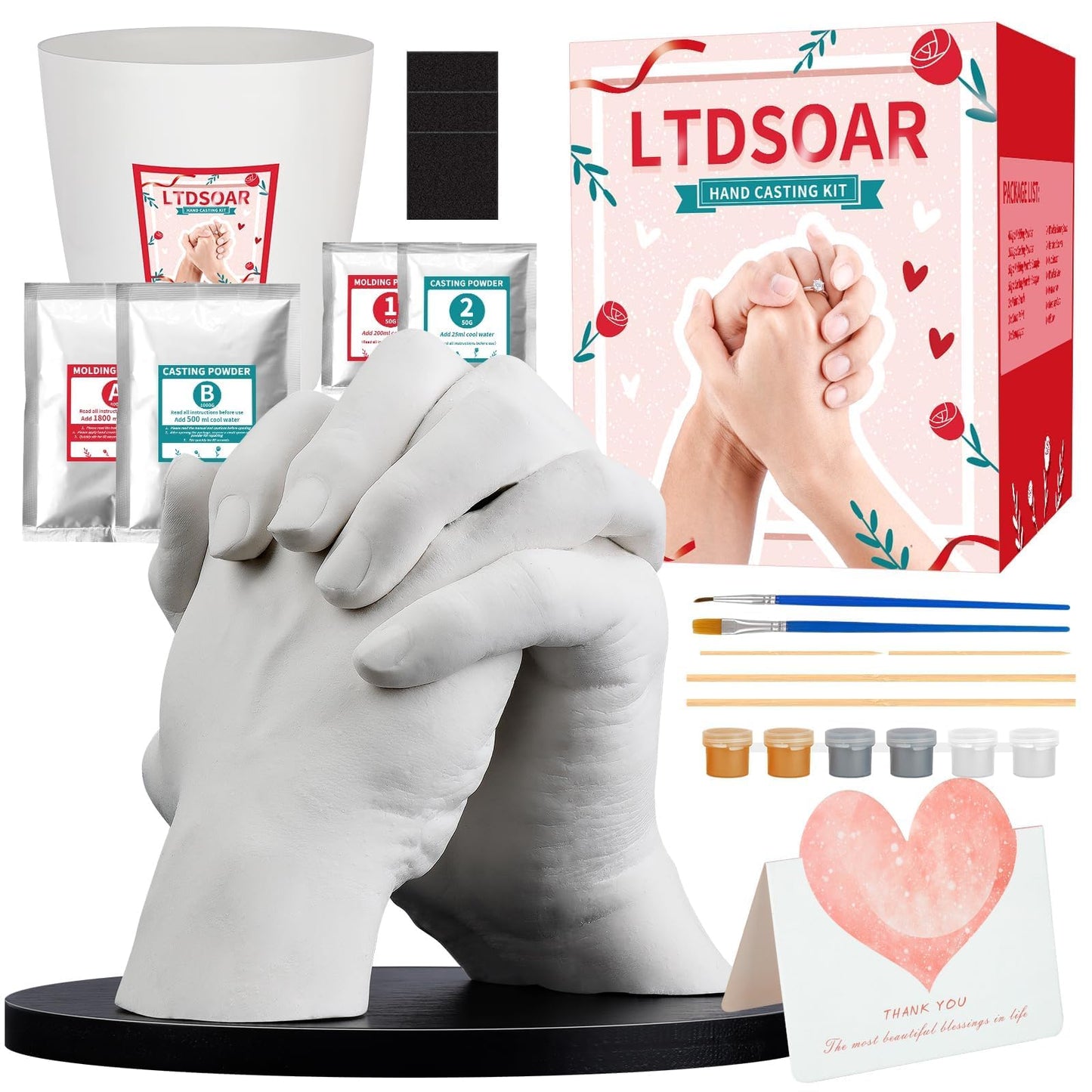 LTDSOAR Hand Casting Kit, Couples with Practice Kit, Hand Mold Kit for Women Men Engagement, Romantic Anniversary Wedding Birthday for Her or Him, Boyfriend Girlfriend Unique Bridal Shower Gift