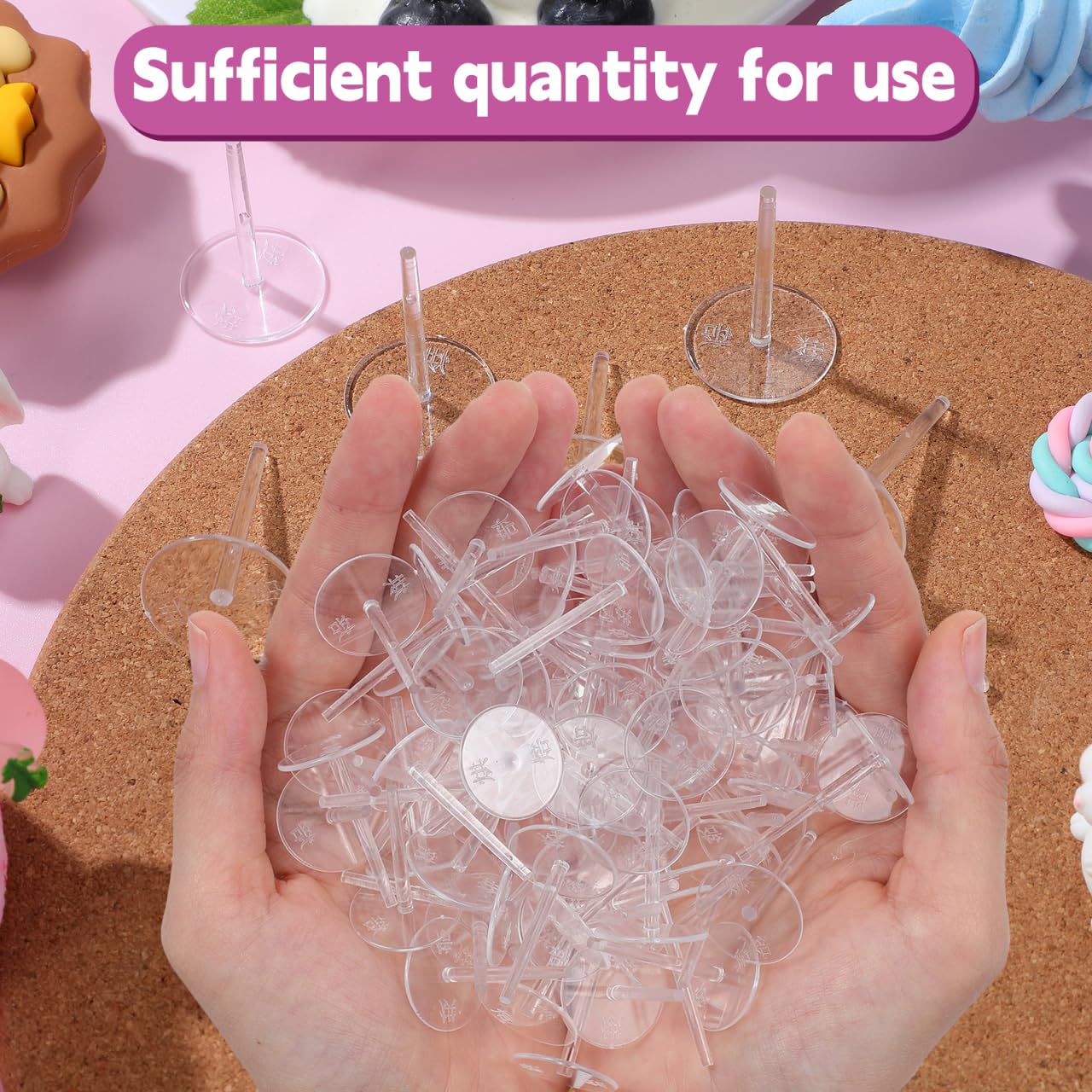 100Pcs Cake Decorating Tool Kit: Transparent Plastic Decoration Base Holders for Cake Toppers - Small Lightweight Fixing Tools for Birthday-cake Decorating Supplies and Diy Baking Accessories