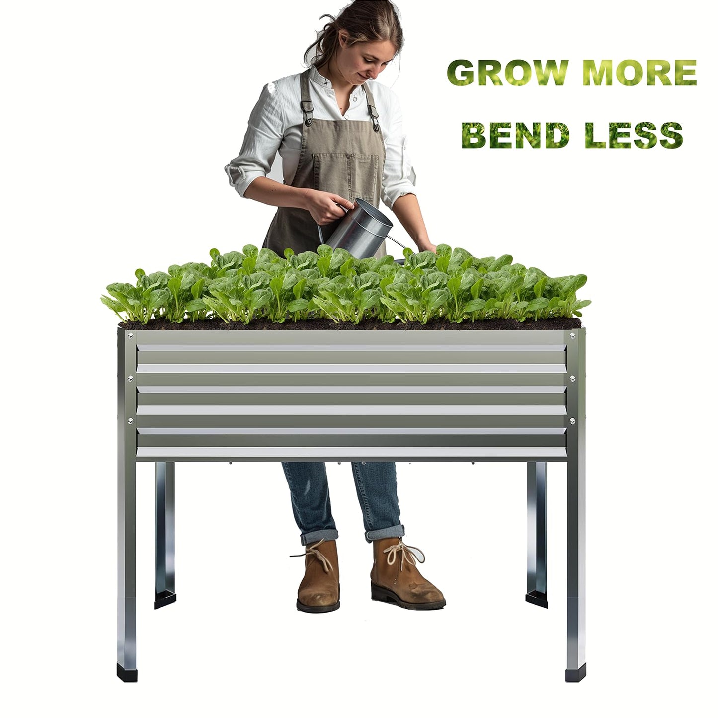 Mofesun Galvanized Raised Garden Bed with Legs, 2PCS 48x18x31.5 Inch Elevated Metal Planter Box, 300lbs Capacity for Vegetables, Flowers, Herbs. Suitable for Garden, Balcony, Patio, Backyard.