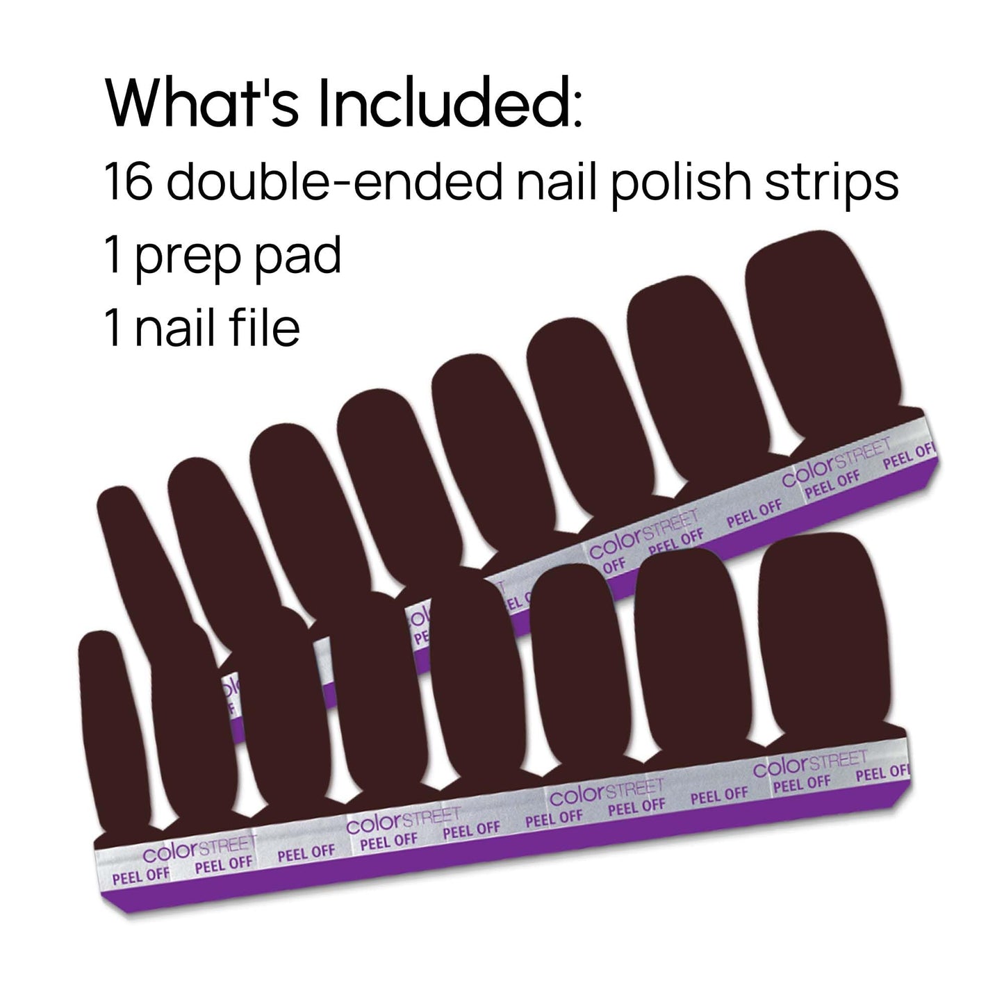 Color Street Dark Roast Nail Strips - Deep Brown Crème Inspired by Coffee Lovers - Crème Finish - 16 Double-Ended Nail Polish Strips