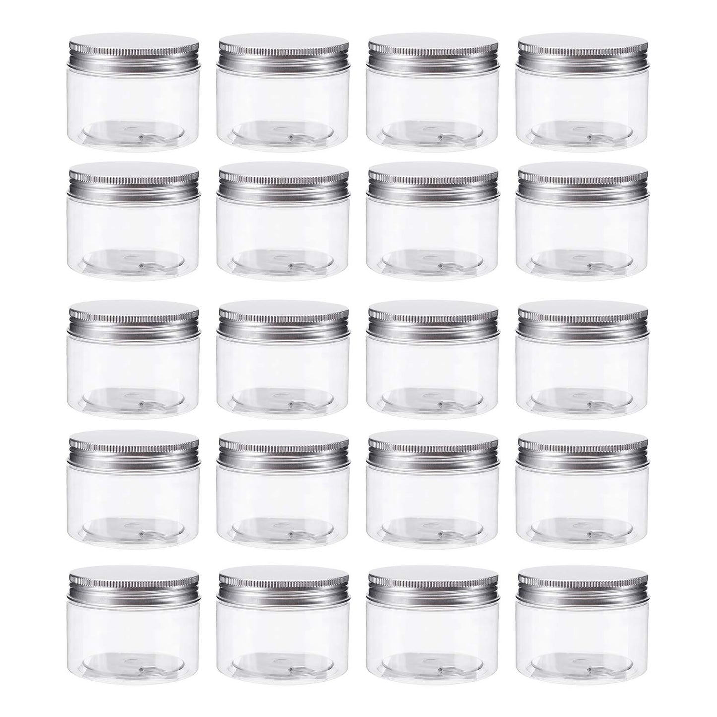 Bekith 20 Pack 4 Ounce Clear Plastic Storage Jars Containers With Screw-on Lids, Refillable BPA Free Small Round Slime Containers for Kitchen & Household Storage