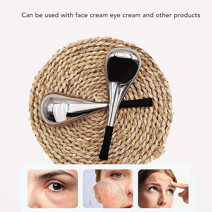 Ice Cryo Sticks, 304 Stainless Steel Cooling Roller Sticks Ice Globes Spoon for Women Face Eyes, Cooling Spa Globes Cold Roller for Face Puffiness and Wrinkles