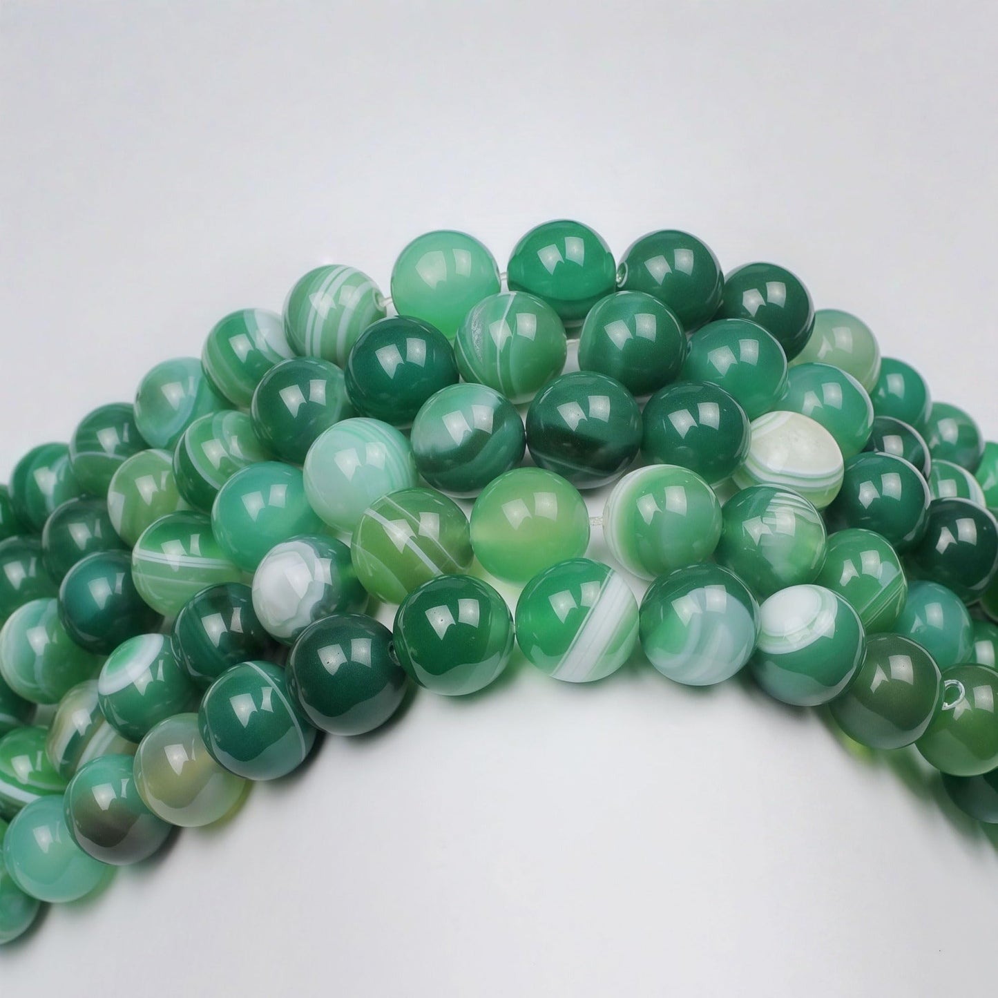 MJDCB Natural Stone Beads Green Striped Agate Round Loose Beads for Jewelry Making DIY Bracelet Necklace (6mm)