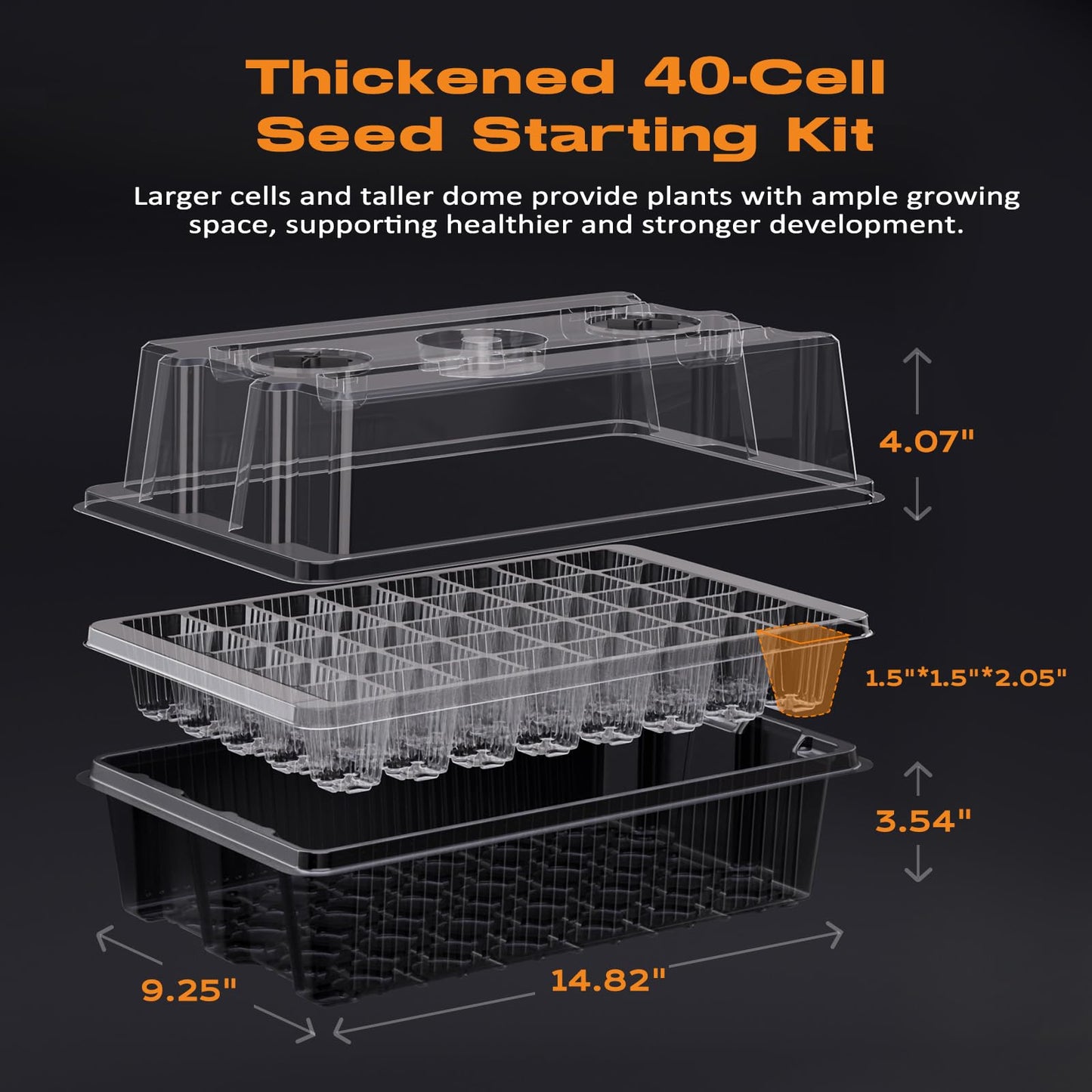 Patigrow 80-Cell Self-Watering Seed Starter Tray with Grow Light, Seed Starter Kit with 4.07” Humidity Dome, Indoor Seedling Starter Tray, Seed Starting Trays for Plant Germination, Seeds Growing