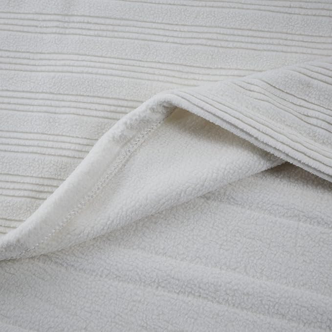 Serta Travis Fleece Ultra Soft Tri-Rib Textured Electric Blanket, Cozy and Snuggly Cover Fast Heating for Cold Weather, Auto Shut Off, Multi Heat Setting Controller, Twin, Pumice Stone Grey