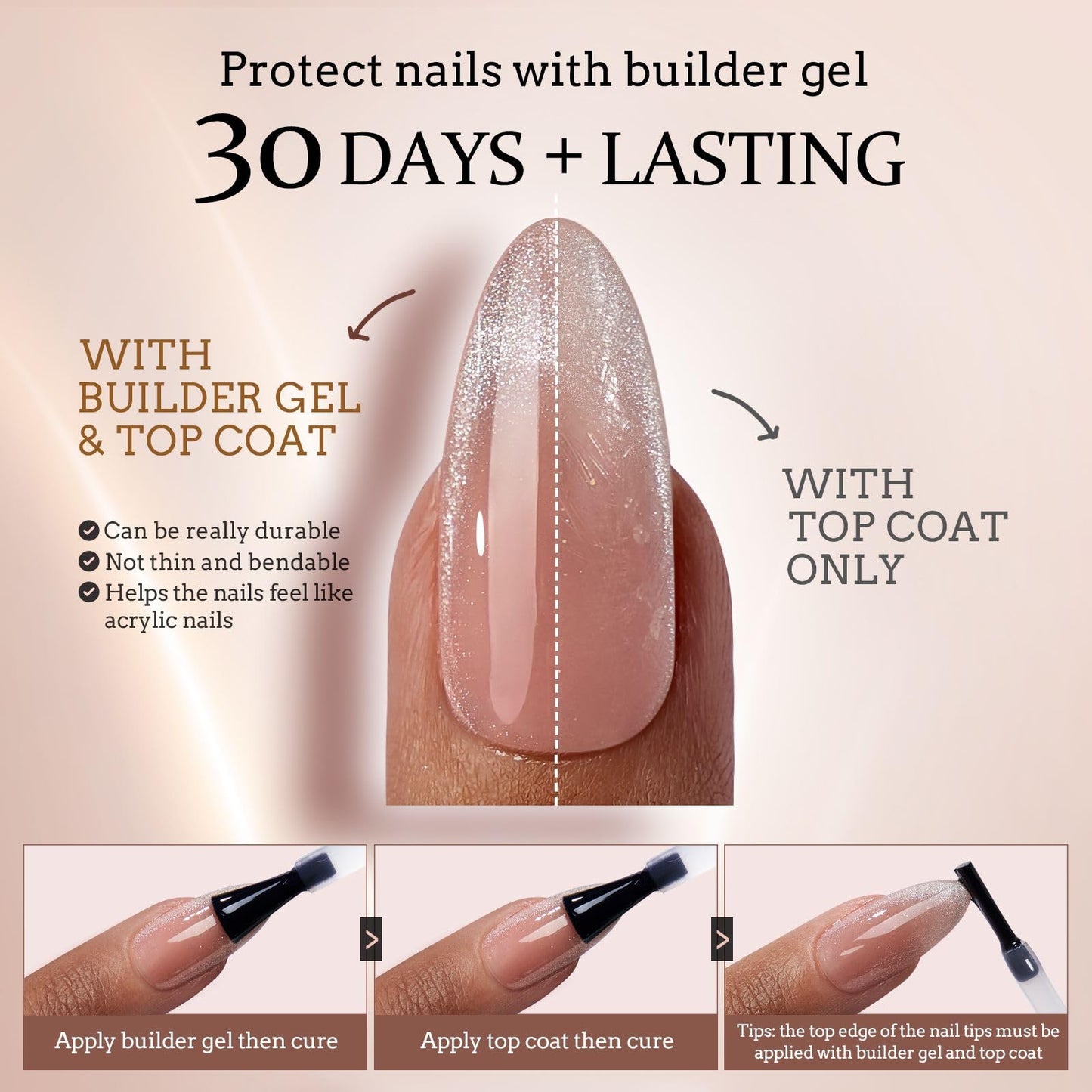 BTArtboxnails XCOATTIPS Press on Nails - Cat Eye French Tip Nails Long Coffin Nail Tips, Soft Gel False Nail, Soak Off Acrylic Fake Nails Extensions