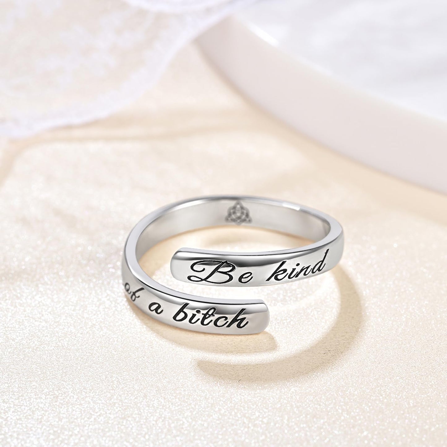 S925 Sterling Silver Inspirational Jewelry Rings Adjustable Ring Personality Encouragement Gift for Teens Women
