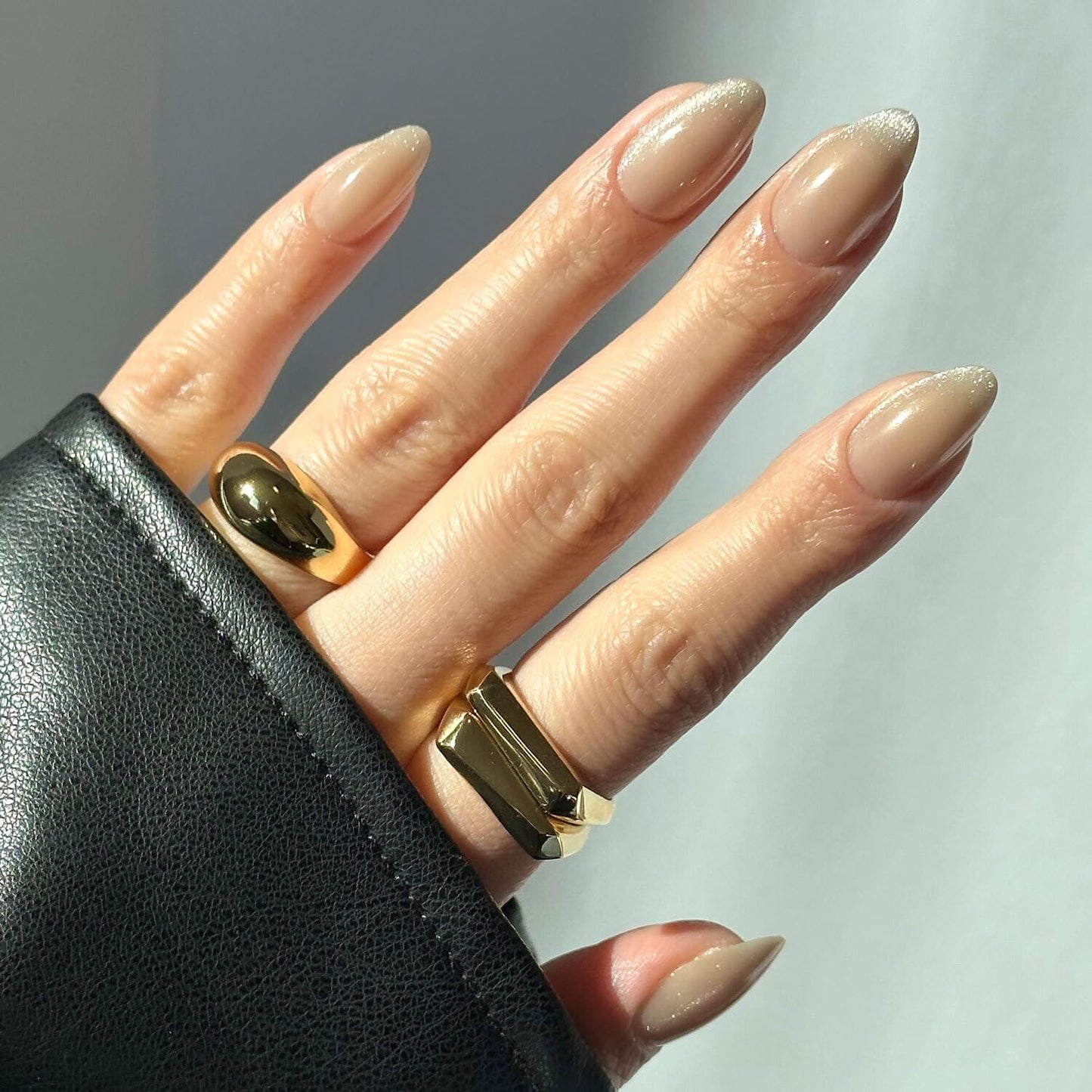 Glamnetic Press-On Nails Bundle - Rosé, Honey Bun & Lilac Gray | Rosy-Pink Nails with a Metallic Finish | Neutral Sparkly Short Almond Fake Nails, Velvet | Light Lilac Gray Short Squoval False Nails